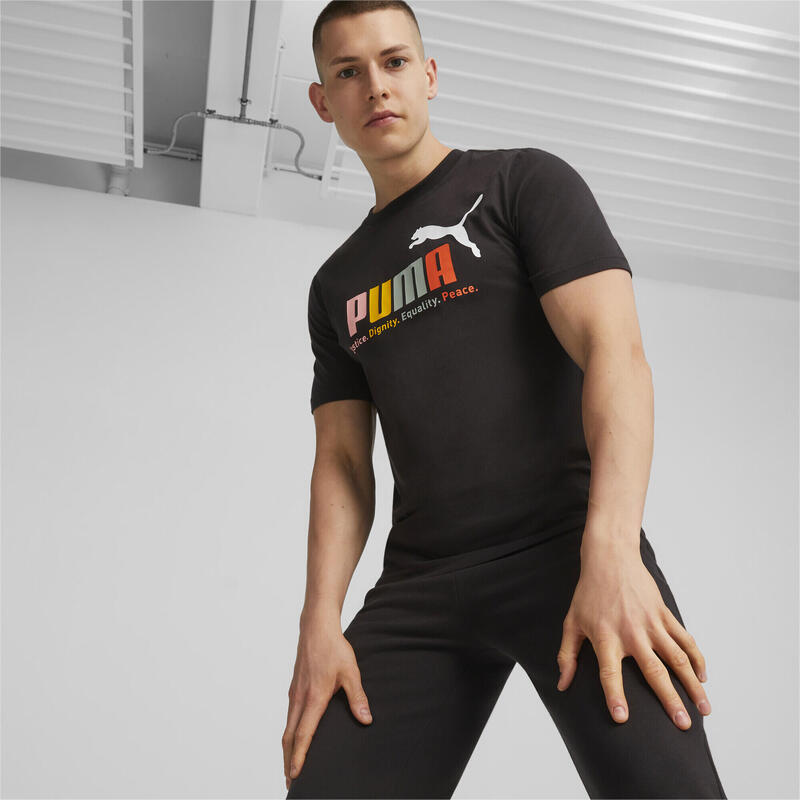 T-Shirt PUMA ESS+ Multicolorida para homem Preto