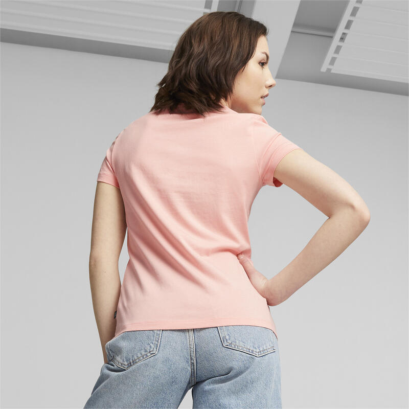 Essentials+ Metallic Logo T-shirt &apos;voor dames PUMA Peach Smoothie Pink