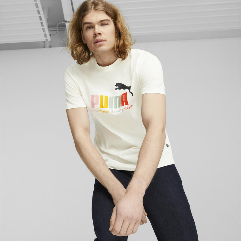 T-shirt PUMA Warm White multicolorida ESS+ para homem