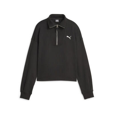Her sweatshirt met hoge hals en halve rits voor dames puma black