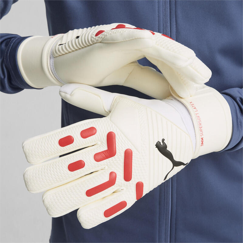 Gants de gardien de football FUTURE Match PUMA White Fire Orchid Red