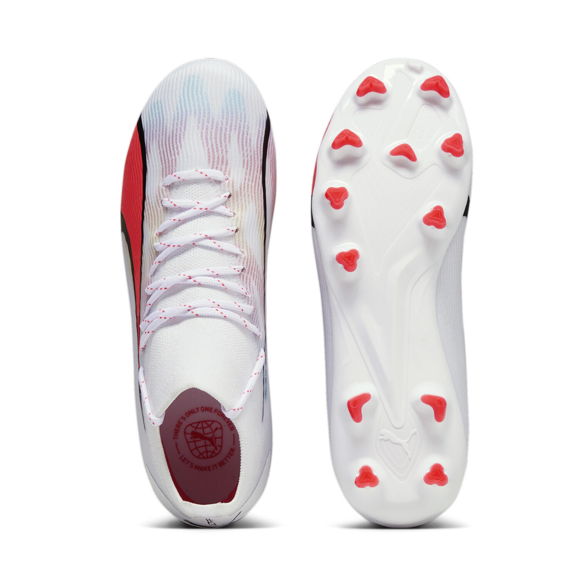 Scarpe da calcio ULTRA PRO FG/AG da ragazzi PUMA White Black Fire Orchid Red 4/6