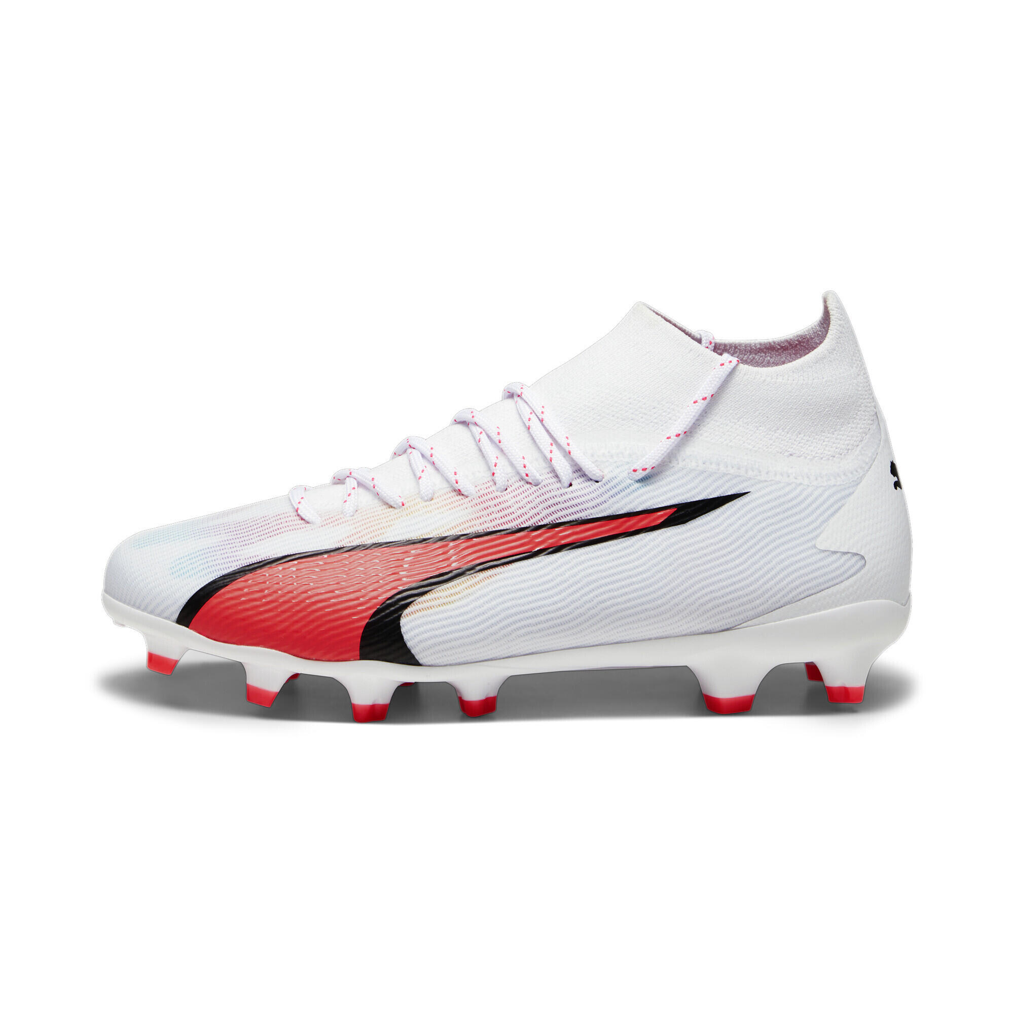 Scarpe da calcio ULTRA PRO FG/AG da ragazzi PUMA White Black Fire Orchid Red 3/6