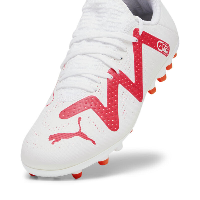 Scarpe da calcio FUTURE PLAY MG da ragazzi PUMA White Fire Orchid Red