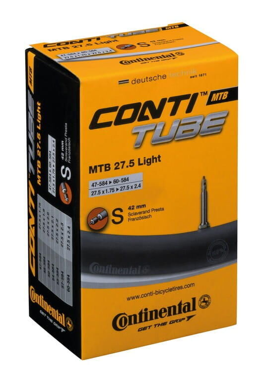 CONTINENTAL MTB Tube Light - Presta 42mm Valve MTB Black 27.5X1.75-2.5" Lightweight