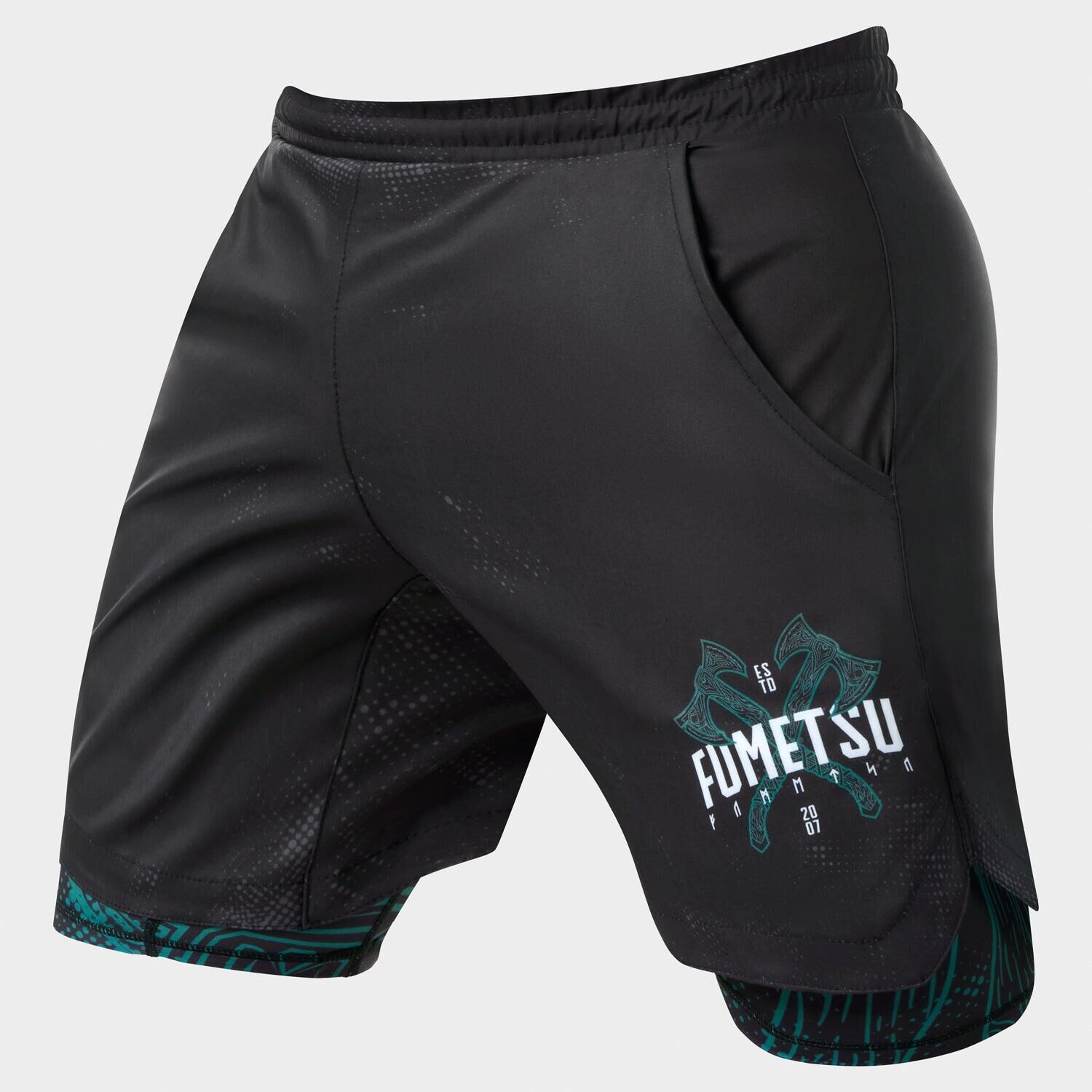 FUMETSU Black/Green Fumetsu Berserker Dual Layer Training Shorts