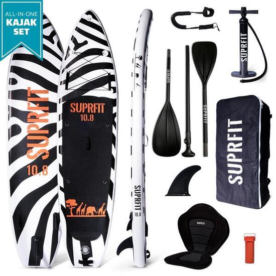 Suprfit SUP Board Set Zebra incl. seggiolino e pagaia per kayak