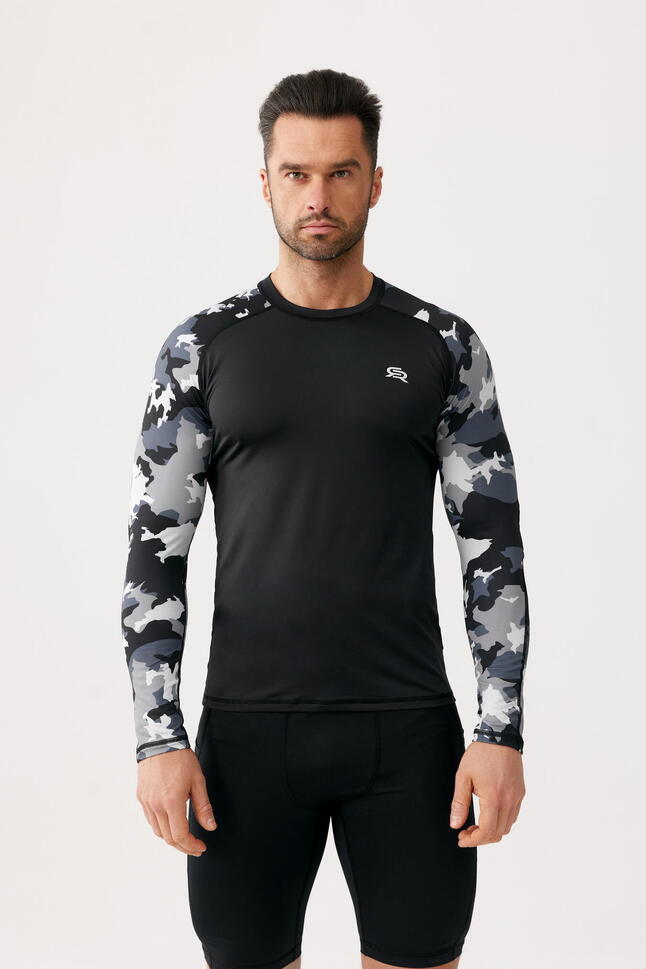Koszulka termoaktywna fitness z długim rękawem męska Rough Radical Furious army