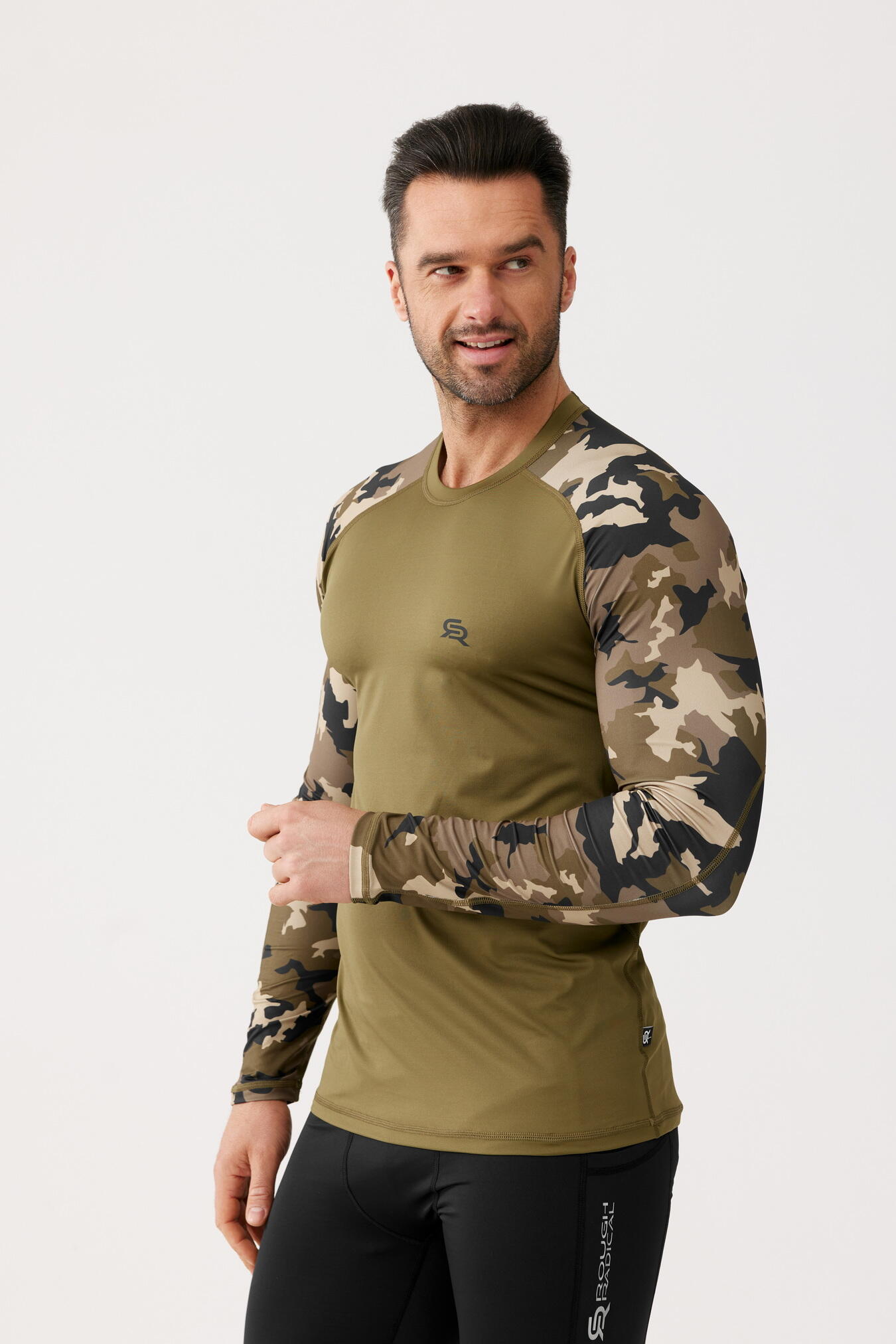 Koszulka termoaktywna fitness z długim rękawem męska Rough Radical Furious army