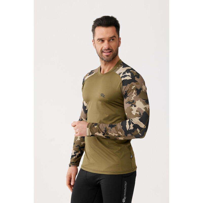 T-shirt termica da allenamento da uomo Rough Radical moro Furious Army LS