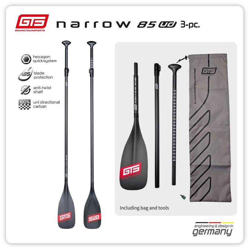 Pagaia SUP Carbonio Premium NARROW 85 UD - 3 pezzi, 168-210 cm, leggera 630 g
