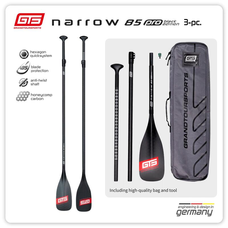 Remo SUP Carbono Premium NARROW 85 BE - 3 peças, 178-220 cm, leve 590 g