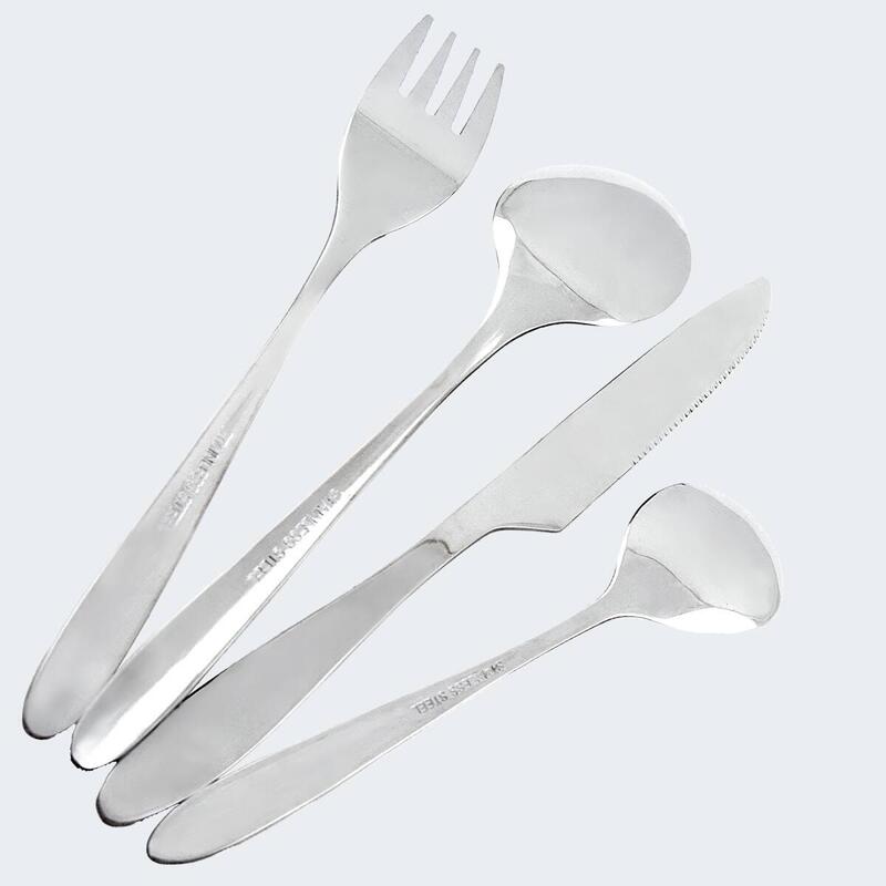 Cubiertos y plato llano de camping set | Acero inoxidable