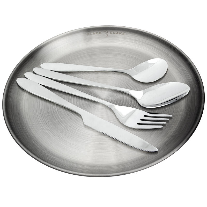 Camping couverts 'lunch' et assiette plate set | Acier inoxydable