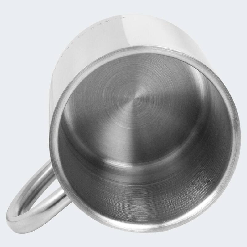 Cubiertos, plato llano y taza térmica de camping set | Acero inoxidable