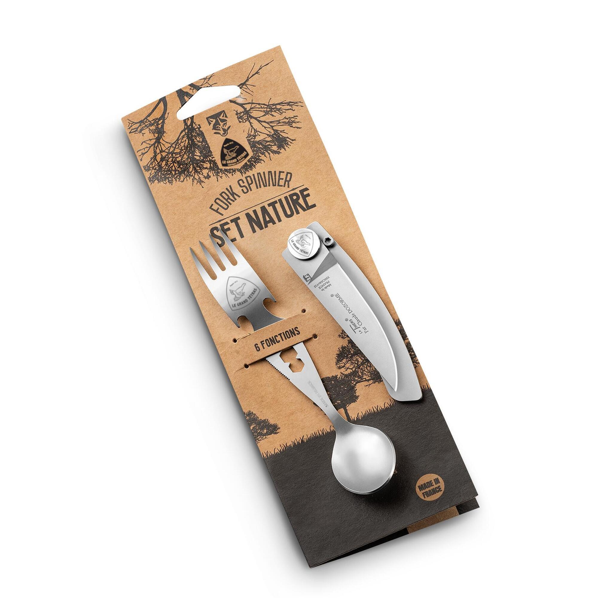 Le Grand Tétras - Couteau Et Fourchette 6 En 1 - Couteau Multifonction - Gris|marron - Taille Unique - Decathlon