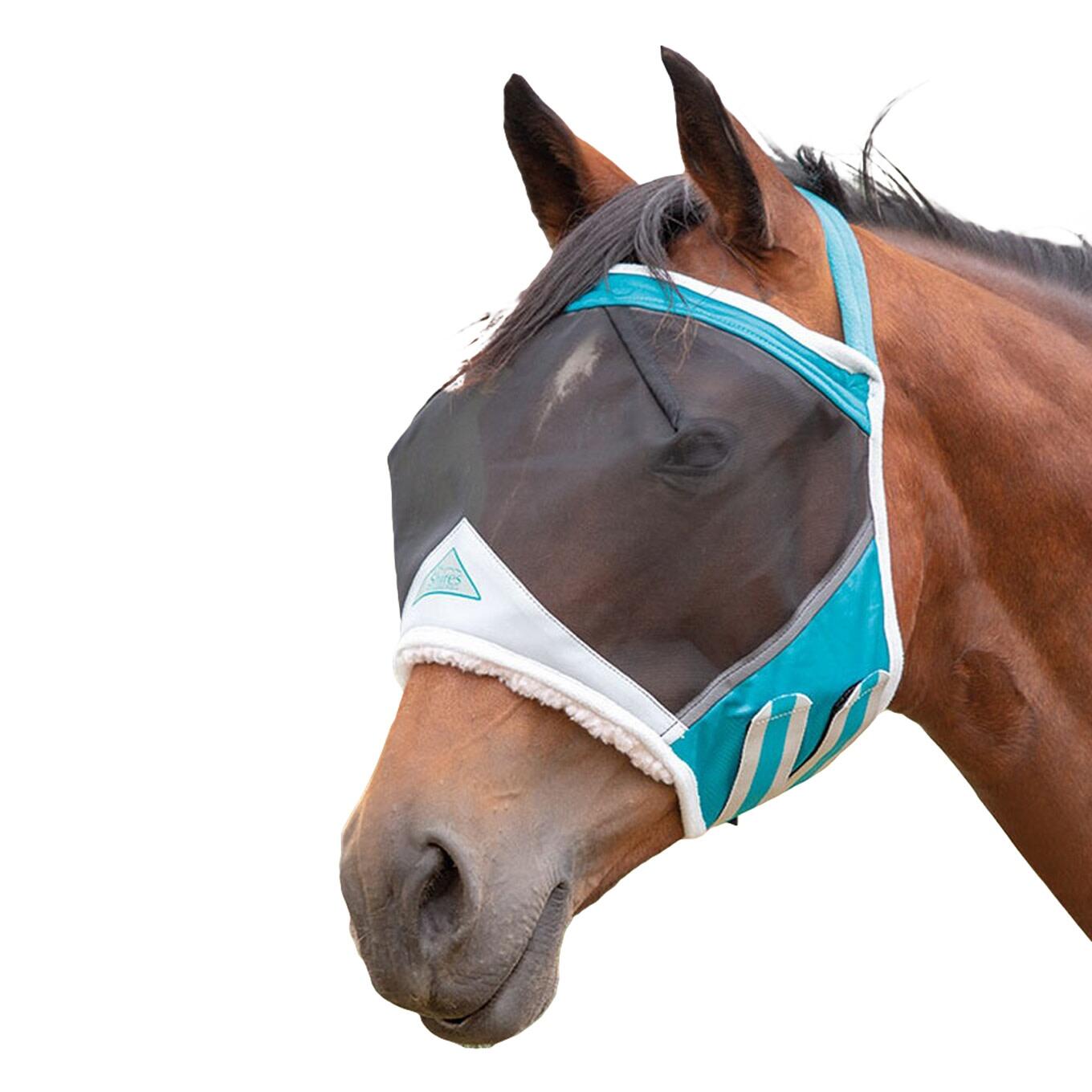SHIRES Fine Mesh Earless Horse Fly Mask (Teal)