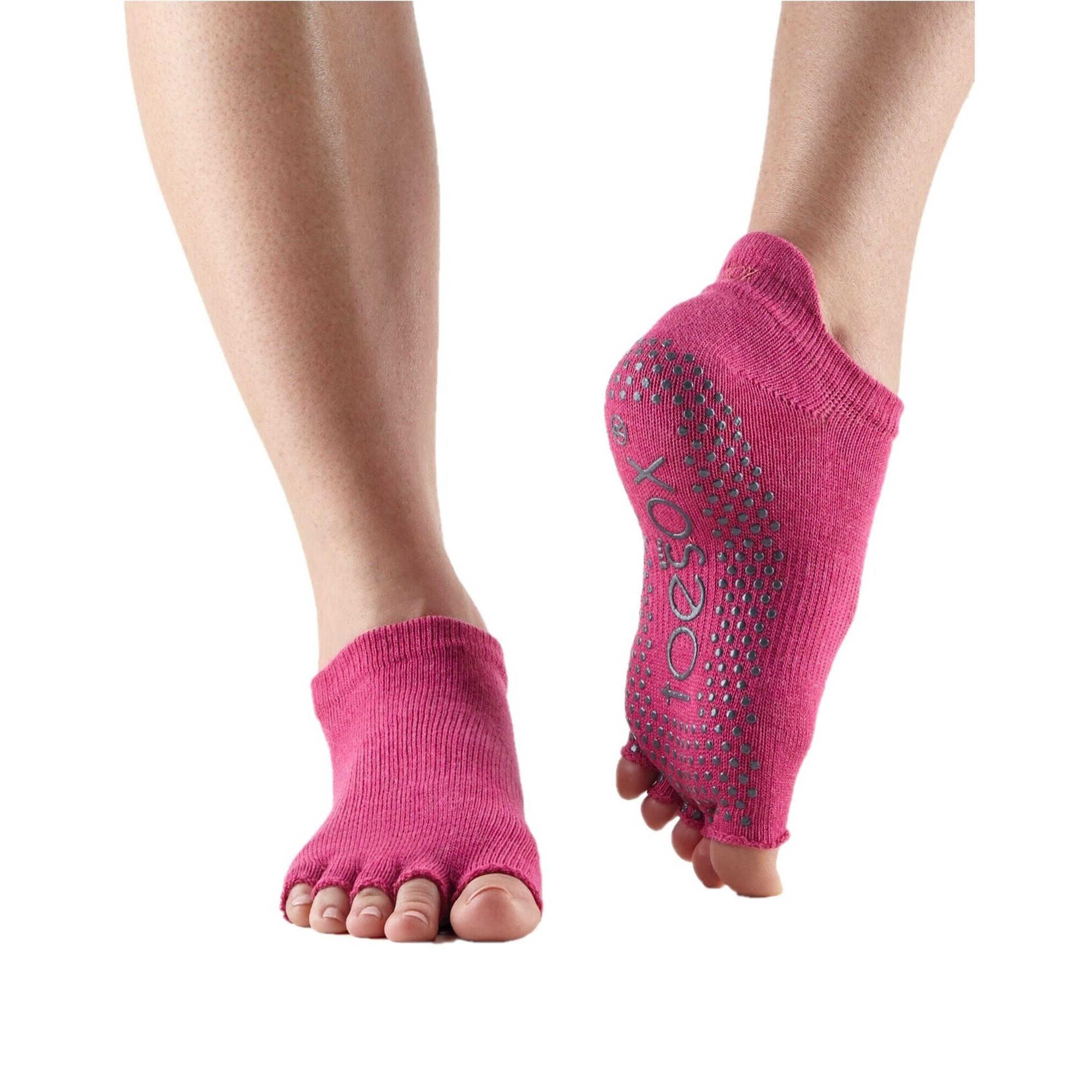 Womens/Ladies Half Toe Socks (Raspberry) 1/4