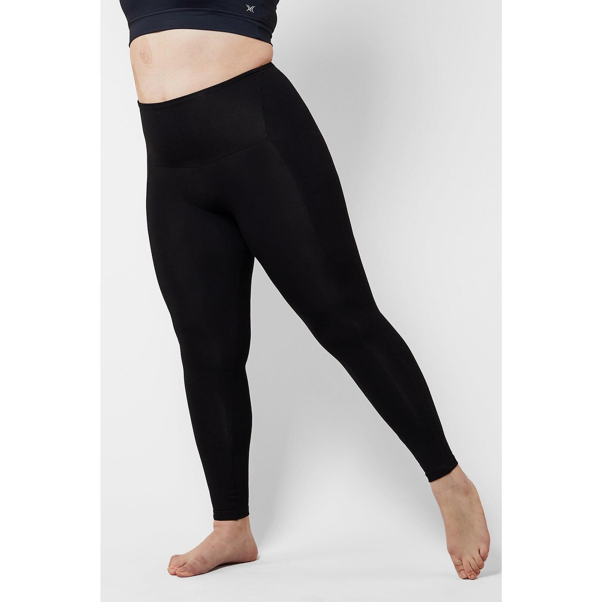TLC SPORT Extra Strong Compression Outer-Thigh Smoothing Leggings with Tummy Control Black