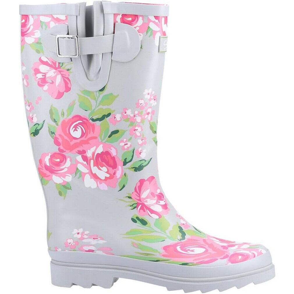 Womens/Ladies Blossom Wellington Boots (Grey/Pink) 2/5