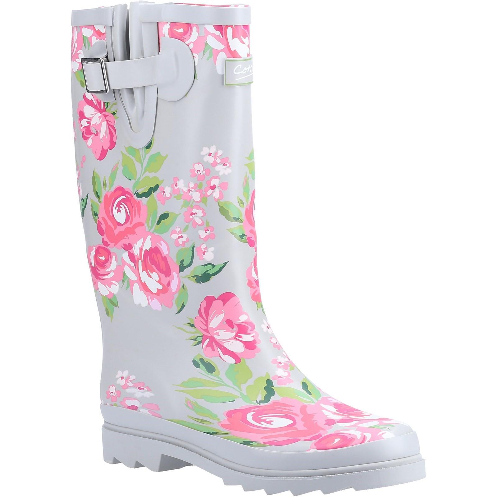 Womens/Ladies Blossom Wellington Boots (Grey/Pink) 1/5