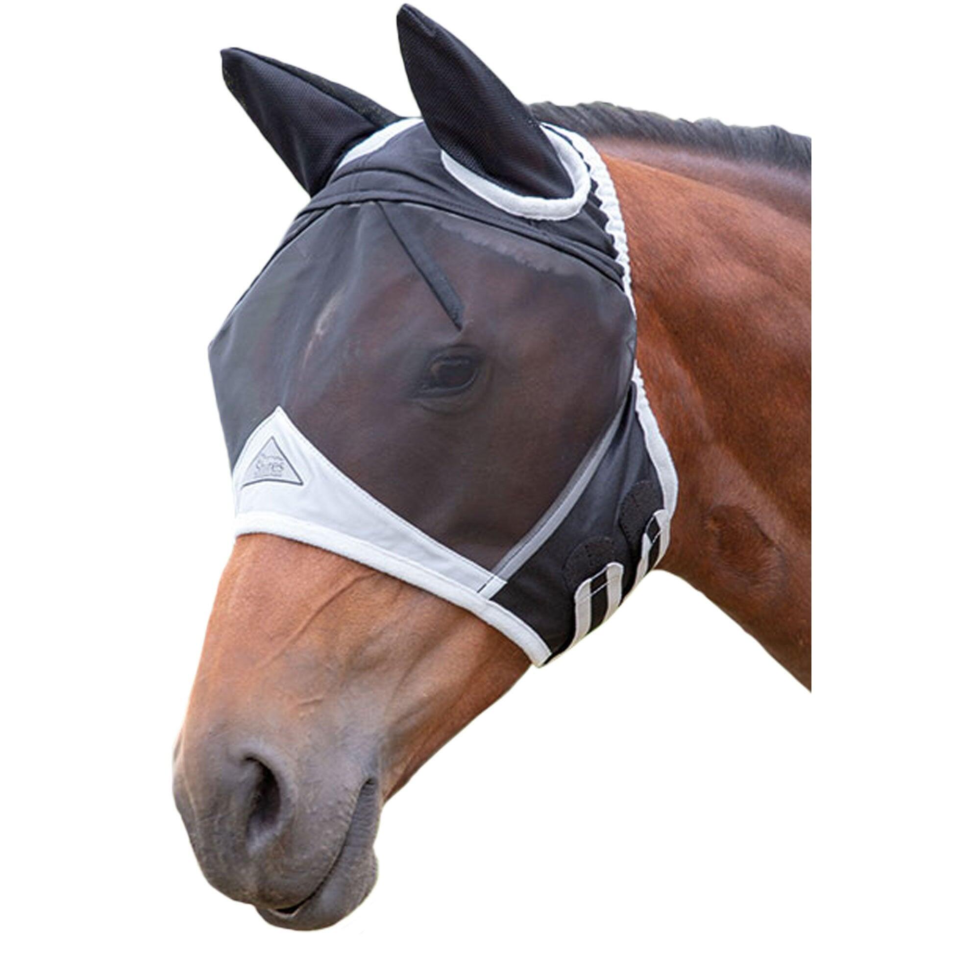 SHIRES Fine Mesh Horse Fly Mask With Ears (Black)