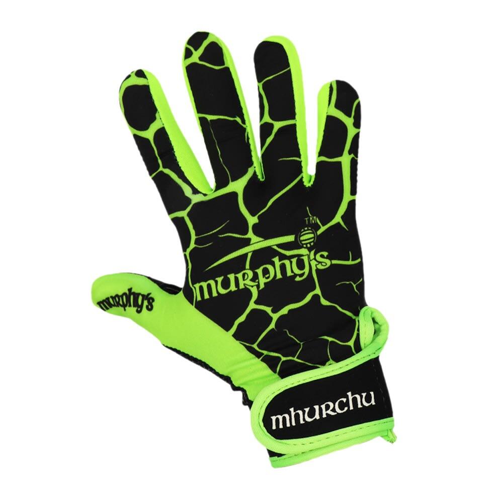 Unisex Adult Crackle Effect Gaelic Gloves (Black/Lime Green) 1/3