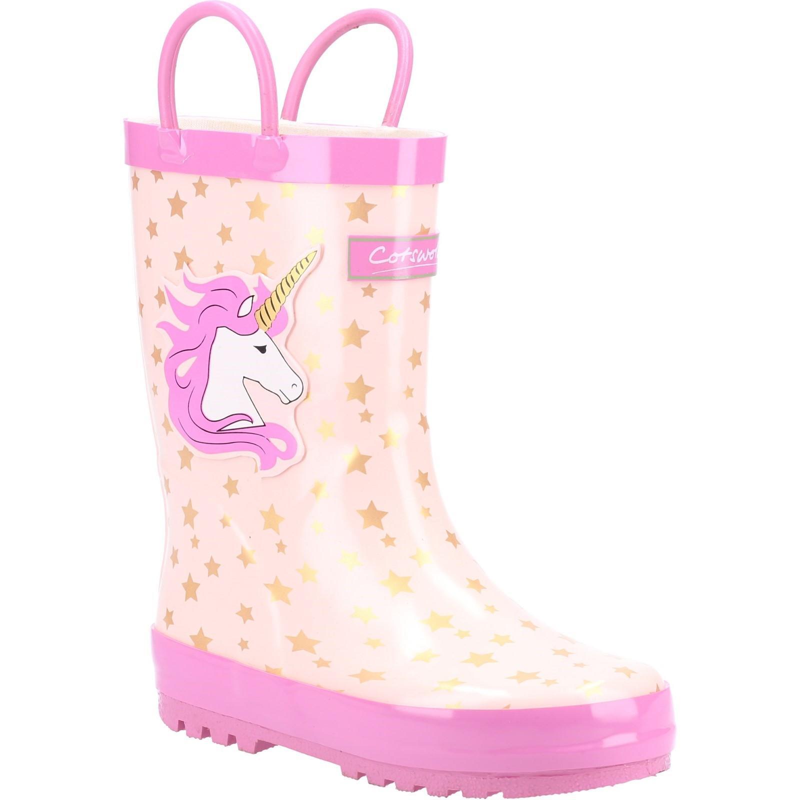 COTSWOLD Childrens/Kids Puddle Unicorn Wellington Boots (Pink)