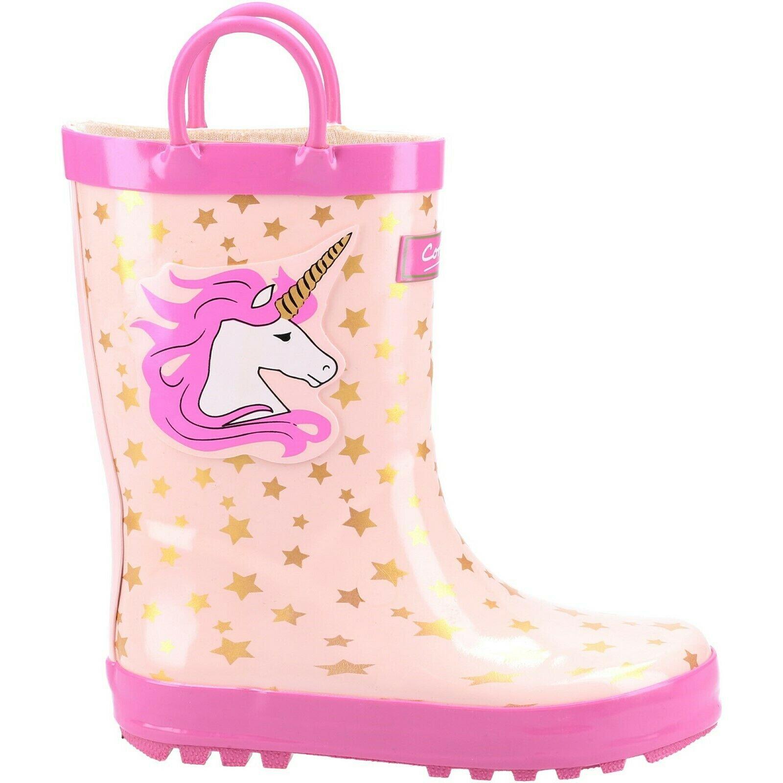 Childrens/Kids Puddle Unicorn Wellington Boots (Pink) 3/5