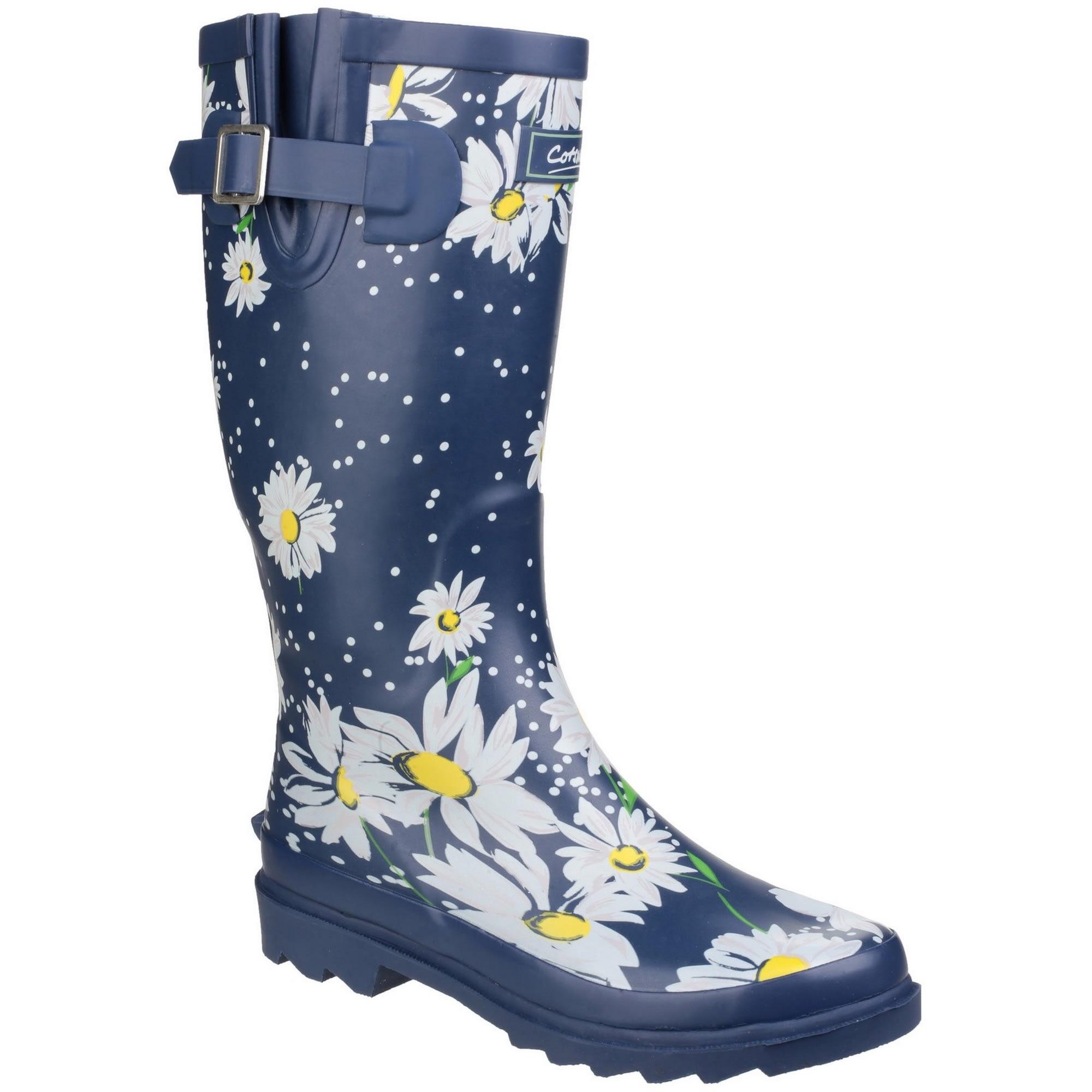 Womens/Ladies Burghley Pull On Patterned Wellington Boots (Daisy) 1/5