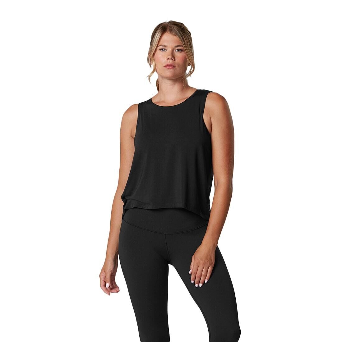 FITNESS-MAD Womens/Ladies Asymmetric Hem Tank Top (Black)