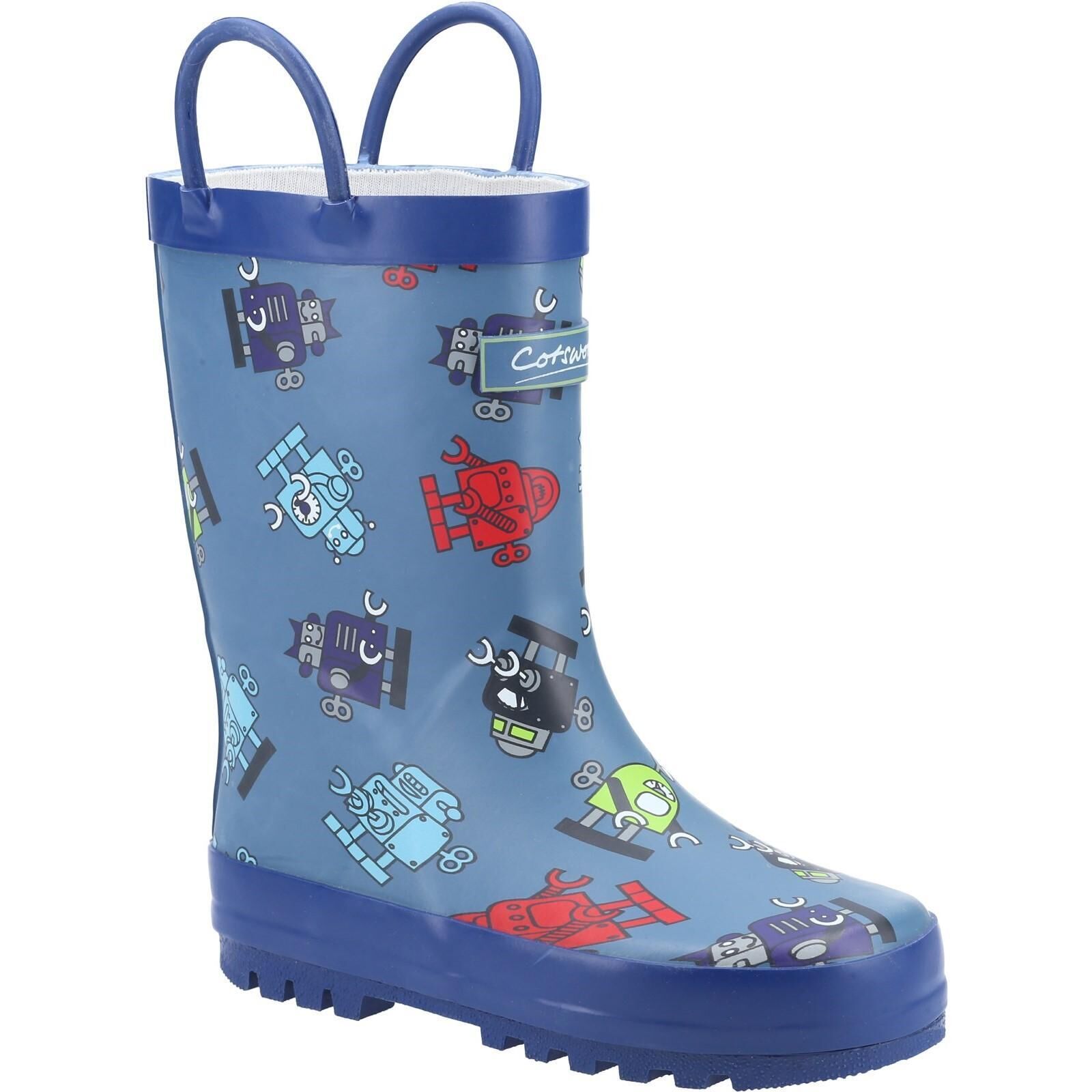 COTSWOLD Childrens/Kids Puddle Robot Wellington Boots (Blue)