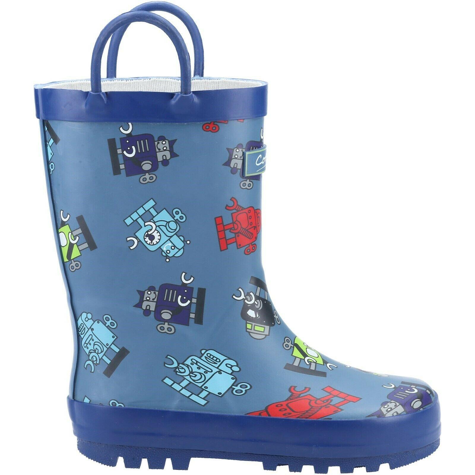 Childrens/Kids Puddle Robot Wellington Boots (Blue) 3/5