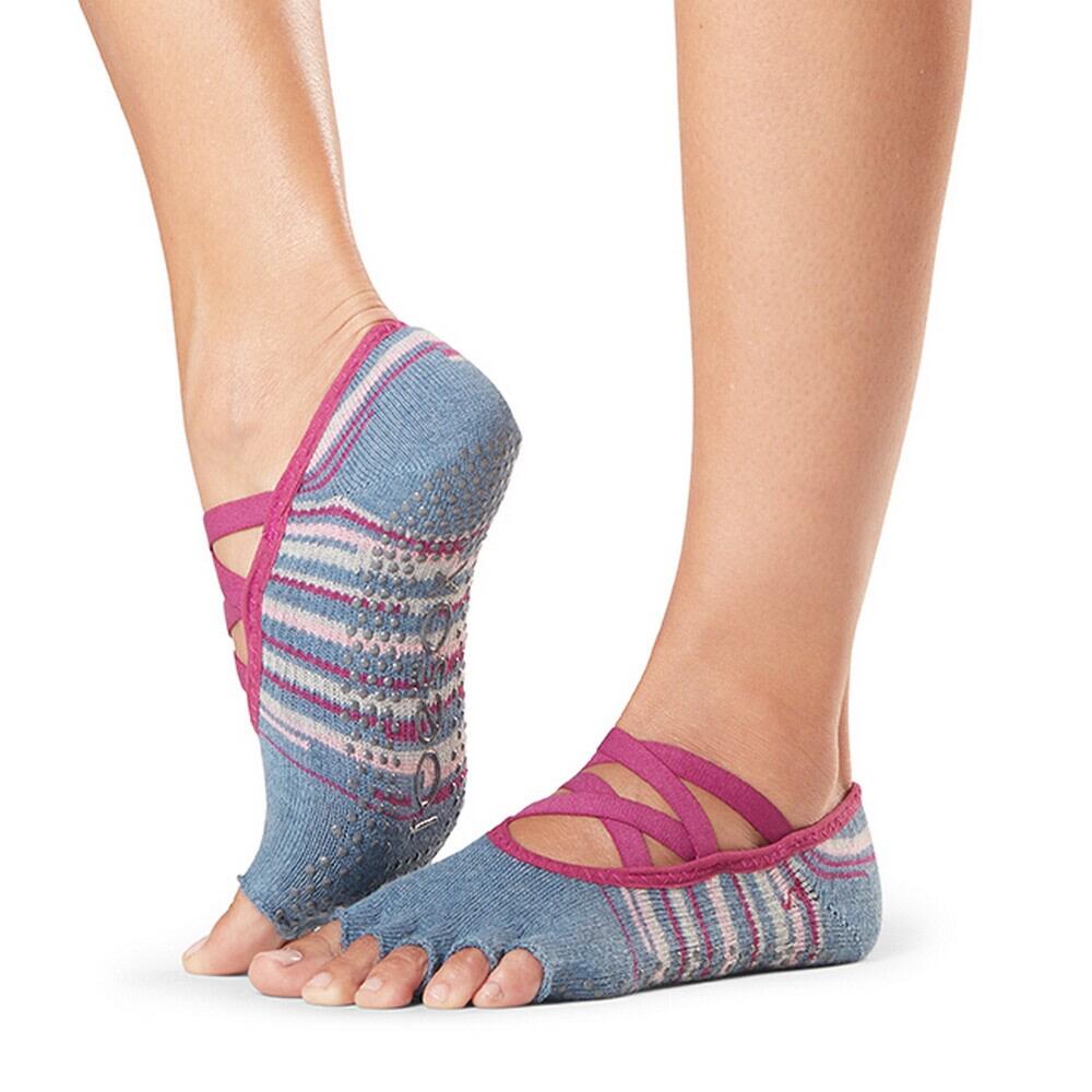 Womens/Ladies Elle Gypsy Half Toe Socks (Blue/Pink) FITNESS-MAD