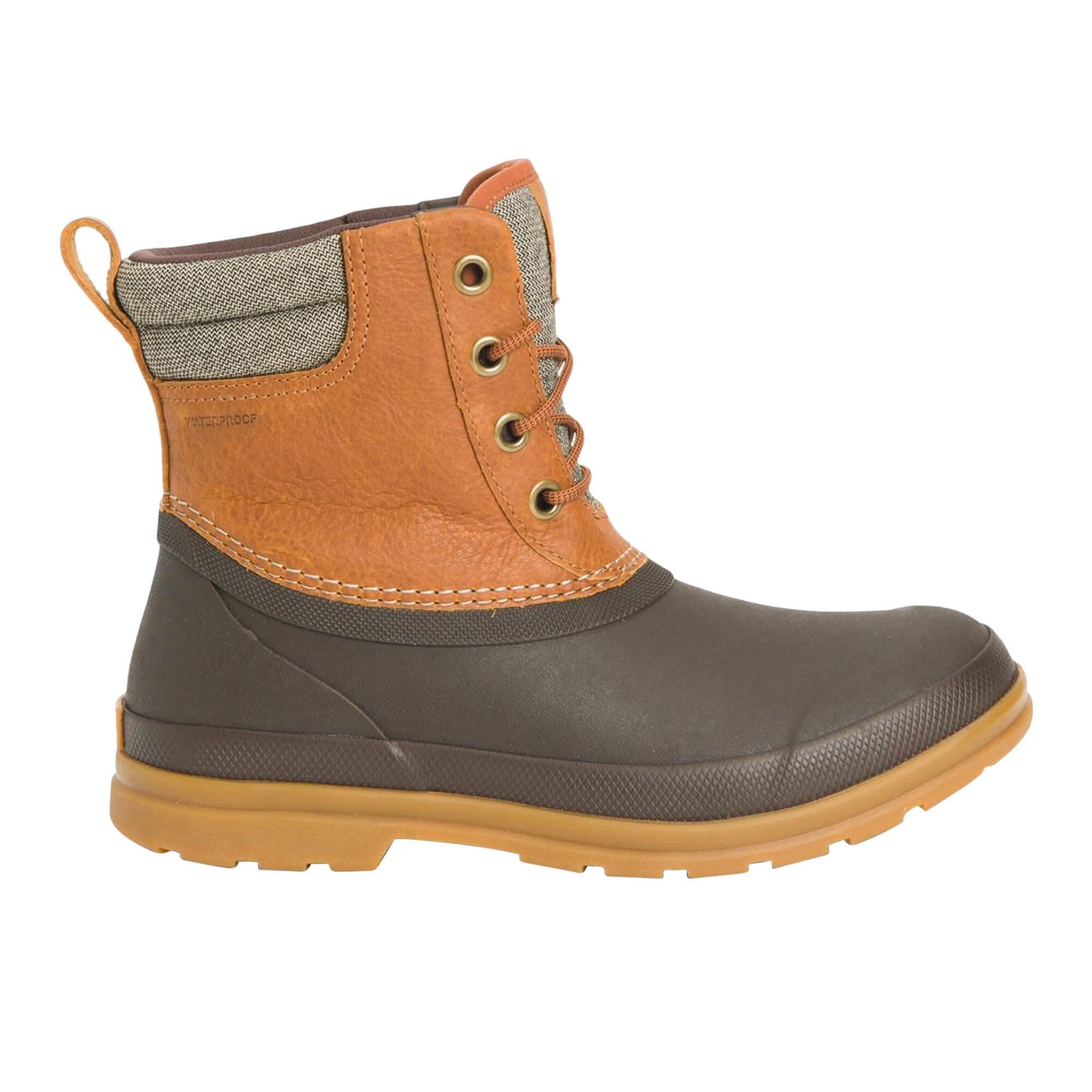 Womens/Ladies Originals Duck Lace Leather Wellington Boots (Tan/Dark Brown) 3/4