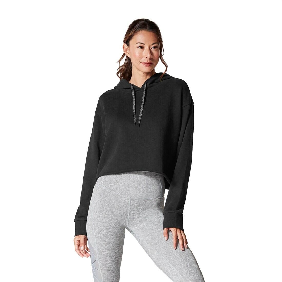 FITNESS-MAD Womens/Ladies Semi Cropped Hoodie (Black)