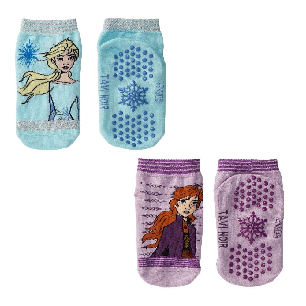 FITNESS-MAD Childrens/Kids Tiny Soles Frozen Ankle Socks (Pack of 2) (Blue/Purple)