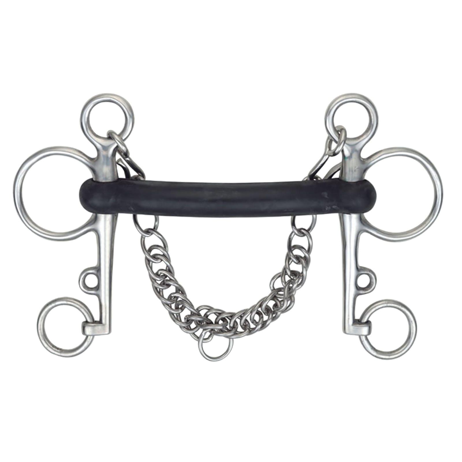 SHIRES Hard Rubber Horse Pelham Bit (Black/Silver)