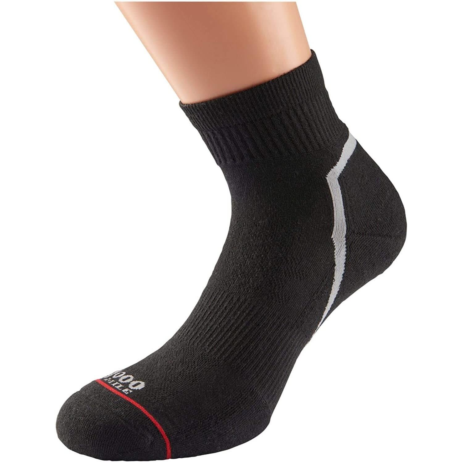 1000 MILE Womens/Ladies QTR Active Socks (Black)