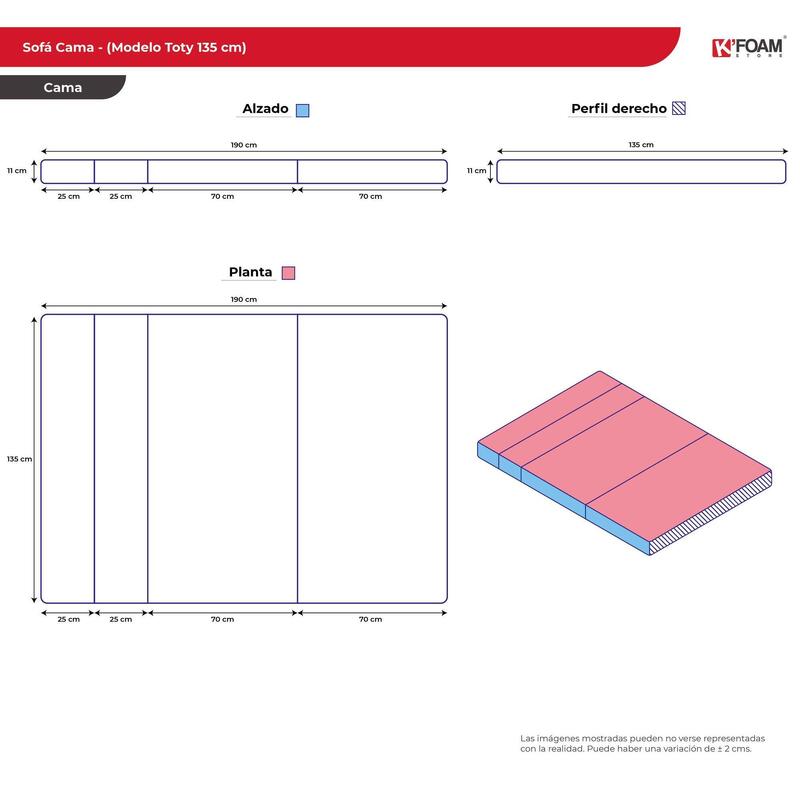 Sofá Cama y Colchón Plegable (135 x 190 x 11)
