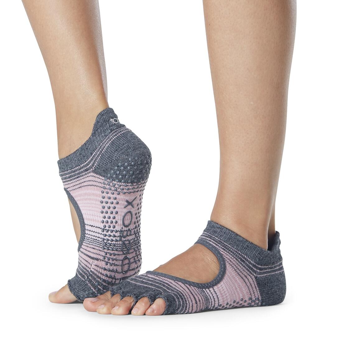 Womens/Ladies Bellarina Echo Half Toe Socks (Grey/Light Pink) 1/3