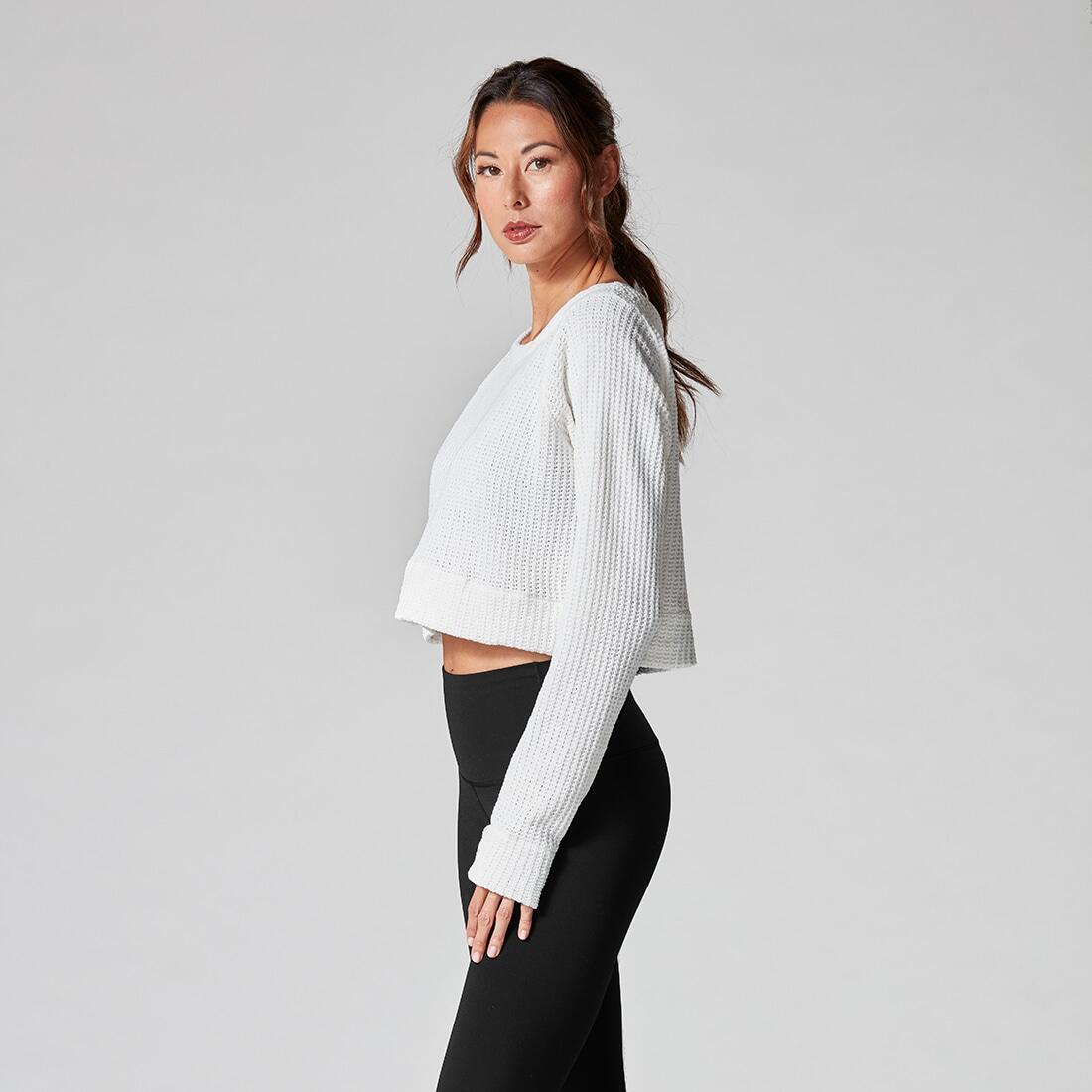 Womens/Ladies Warm Up Sweatshirt (White) 3/4