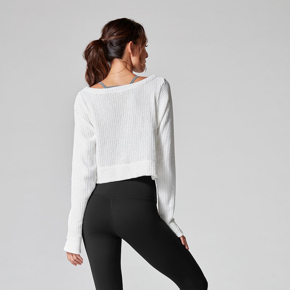 Womens/Ladies Warm Up Sweatshirt (White) 2/4