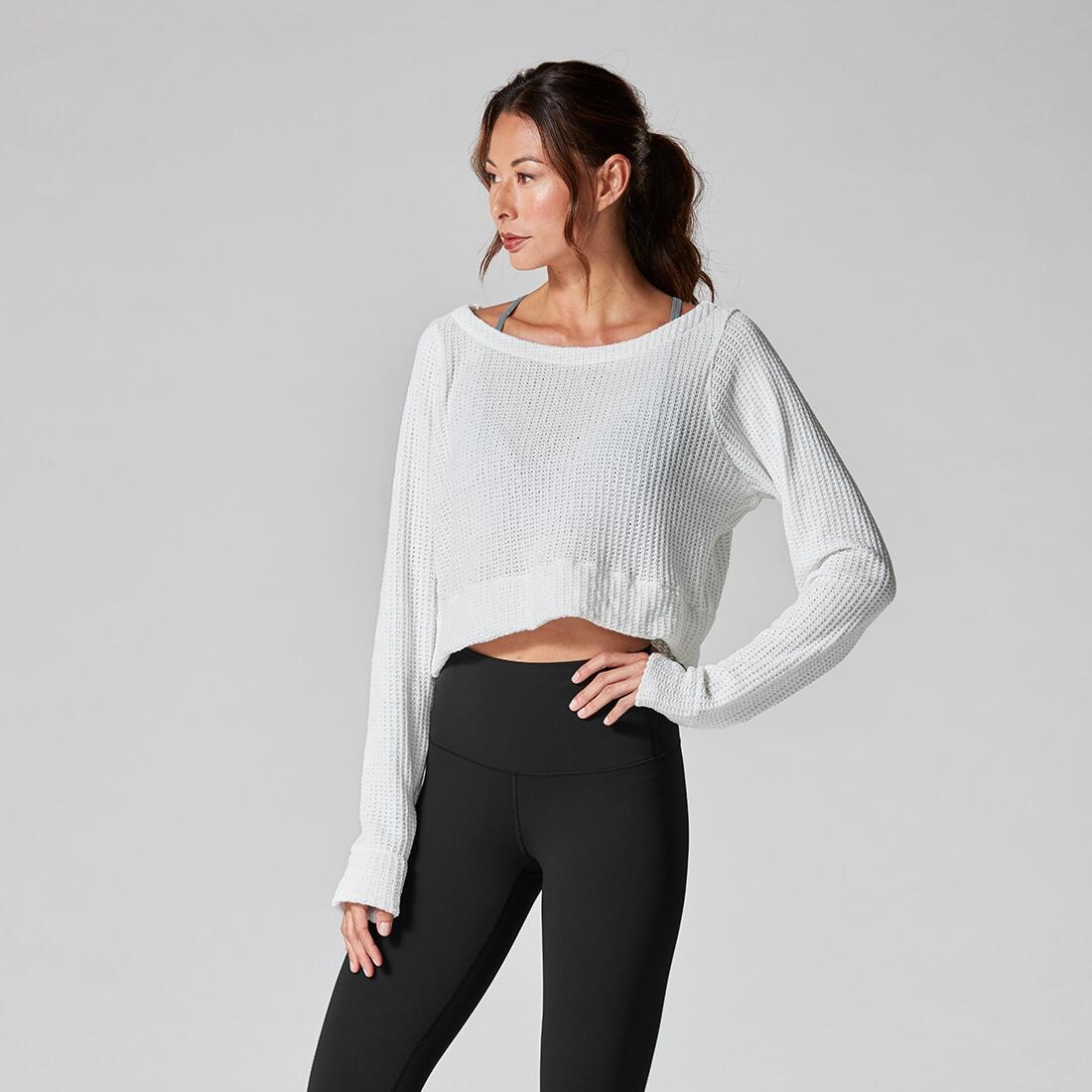 Womens/Ladies Warm Up Sweatshirt (White) 4/4