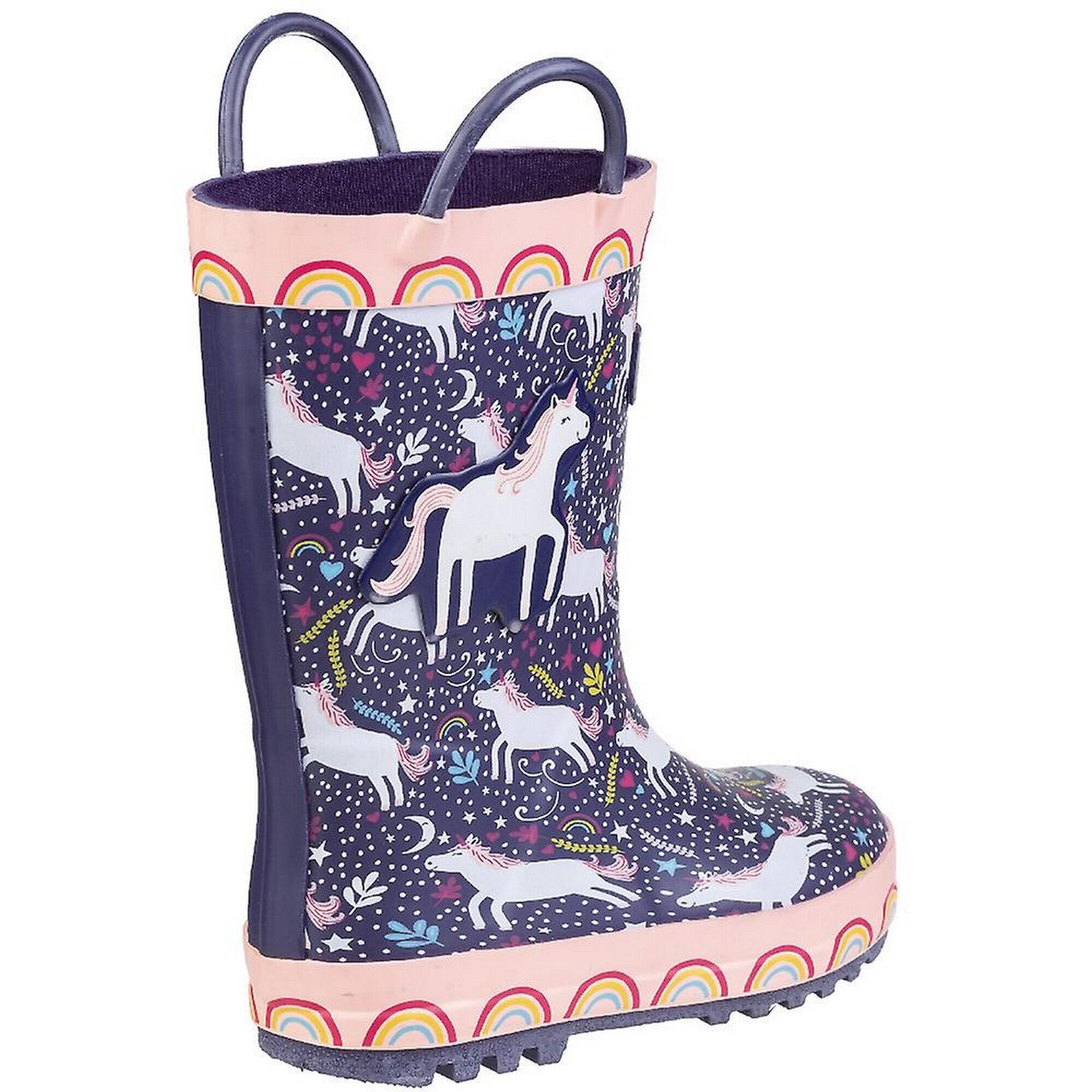 Childrens/Kids Sprinkle Wellington Boots (Purple Unicorn) 2/5