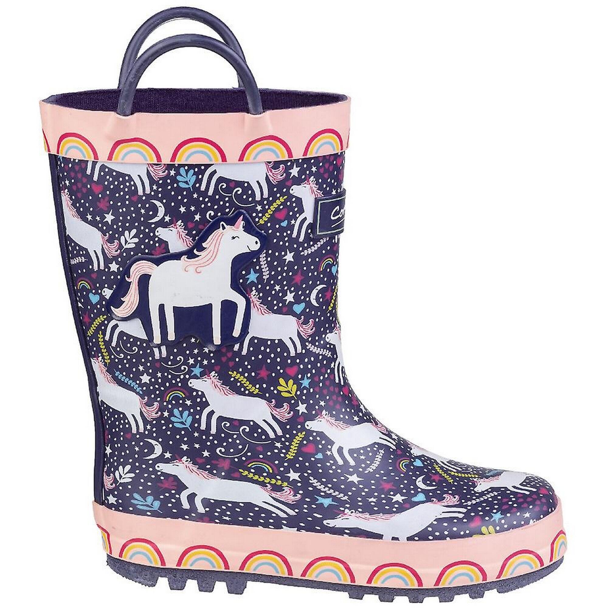 Childrens/Kids Sprinkle Wellington Boots (Purple Unicorn) 3/5
