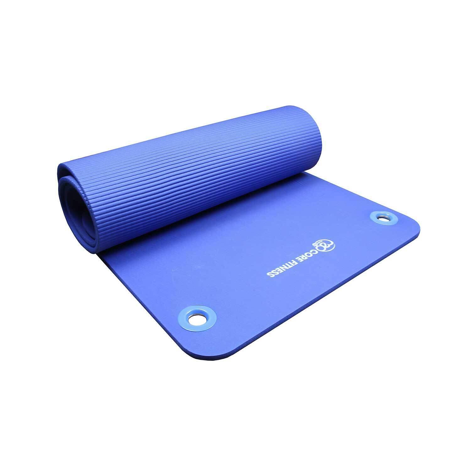 FITNESS-MAD Core Fitness Eyelets Yoga Mat (Blue)