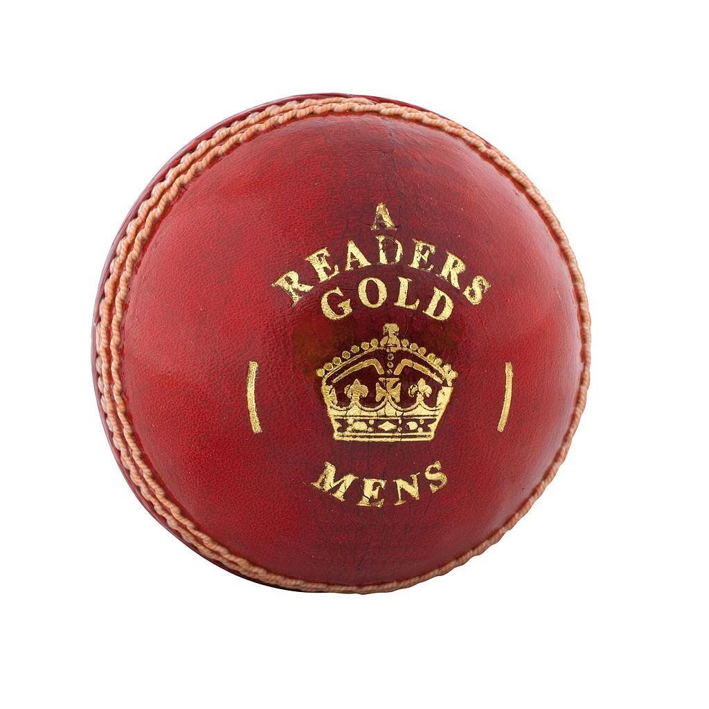 READERS Mens Gold A Leather Cricket Ball (Red)