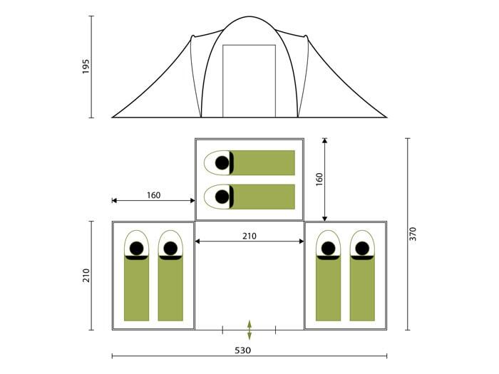 Daytona 6 - Tente de camping familiale dôme - 6 pers. - 530x370cm - anthra 7/8