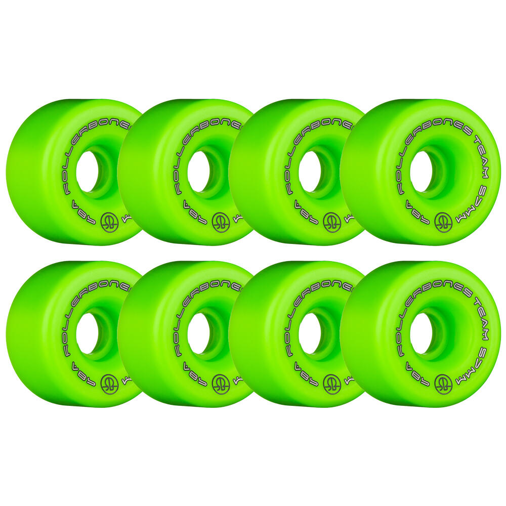 ROLLERBONES TEAM LOGO – INDOOR QUAD ROLLER SKATE WHEELS – 57MM 98A – SET OF 8 3/5